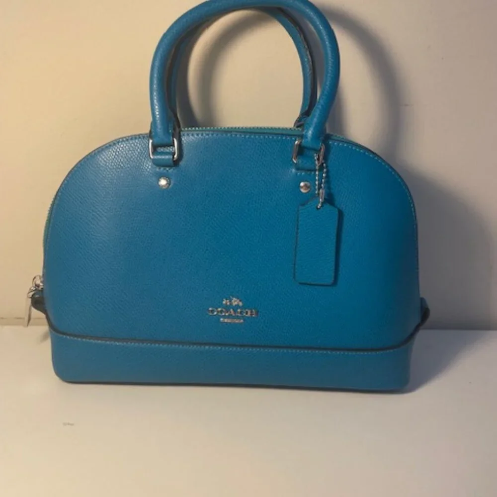 Coach Bright Blue Leather Satchel Purse